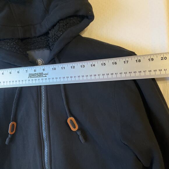 Buffalo David Bitton Men Hoodie Jacket S Black Fleece Zipper Logo Long Sleeve - Picture 4 of 10